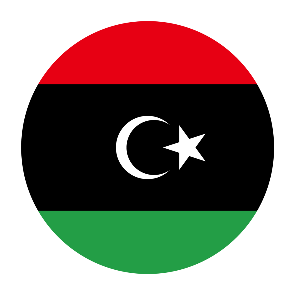 Libya Flat Rounded Flag with Transparent Background png