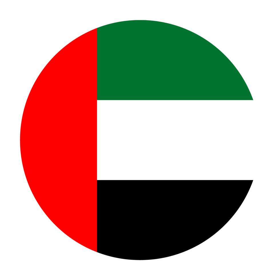 United Arab Emirates Flat Rounded Flag Icon with Transparent Background png