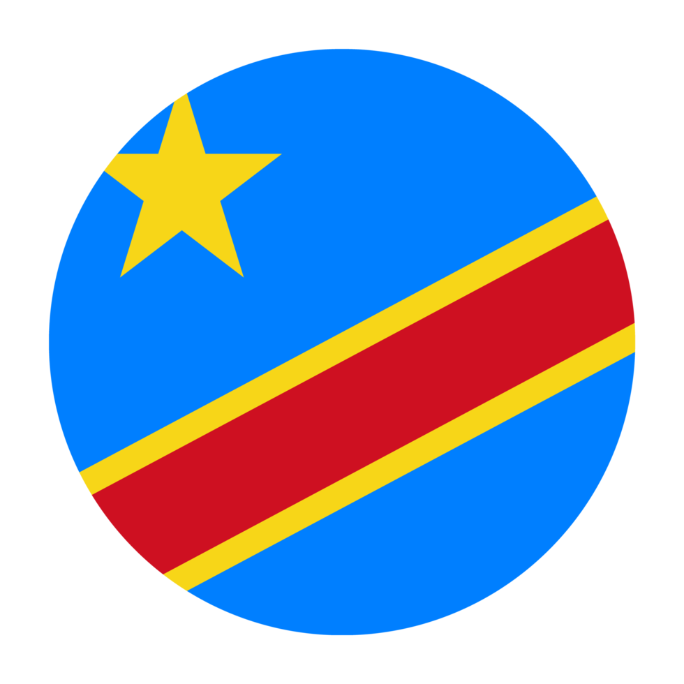 Democratic Republic of the Congo Flat Rounded Flag with Transparent Background png