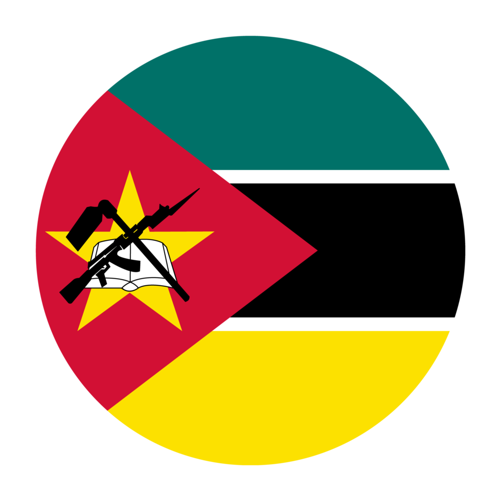 Mozambique Flat Rounded Flag with Transparent Background png