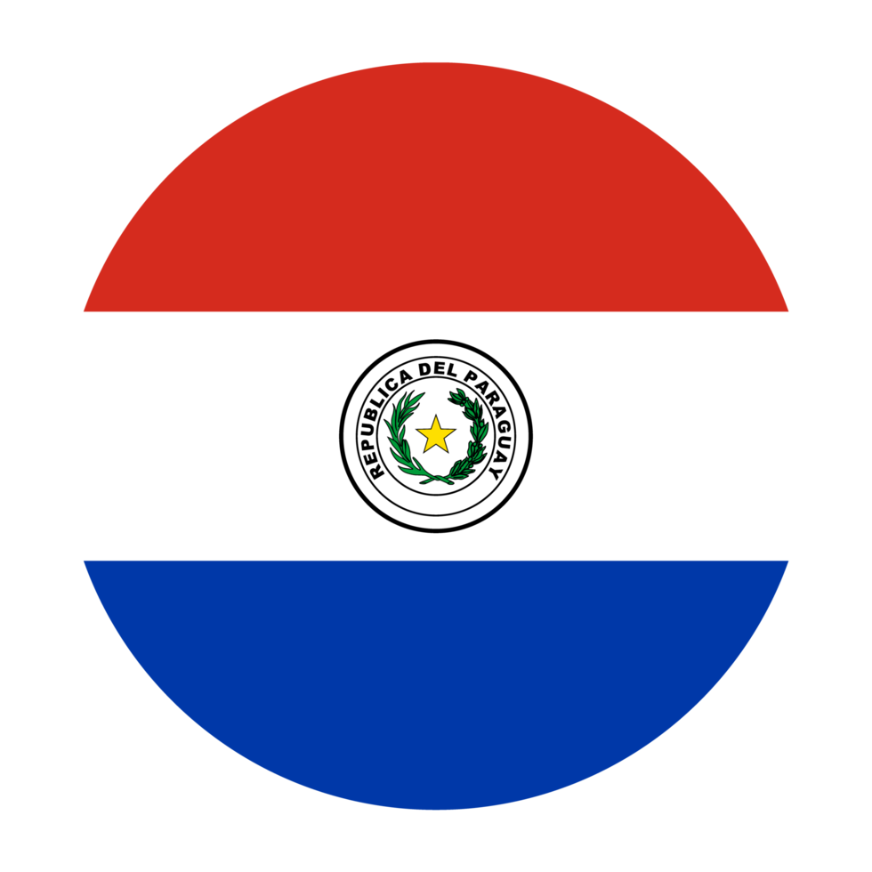 Paraguay icono de bandera redondeada plana con fondo transparente png