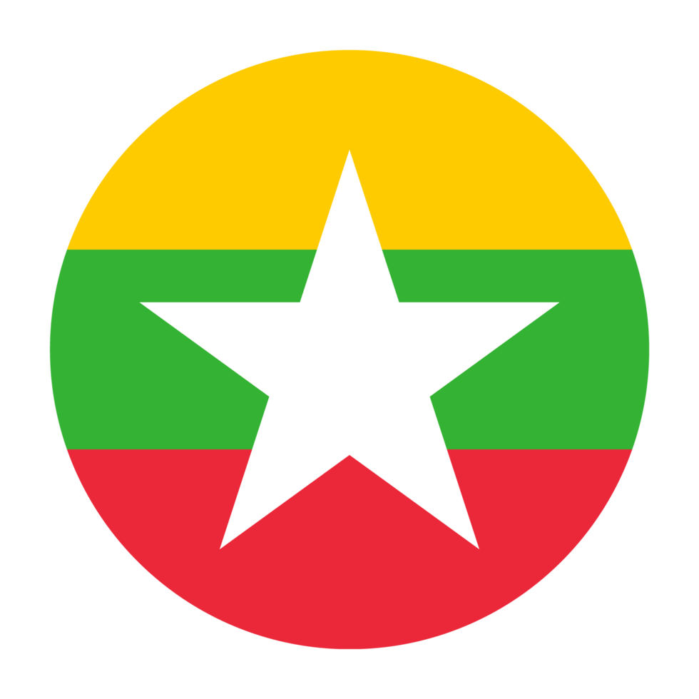 Myanmar Flat Rounded Flag with Transparent Background png