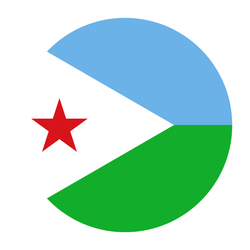 Djibouti Flat Rounded Flag with Transparent Background png