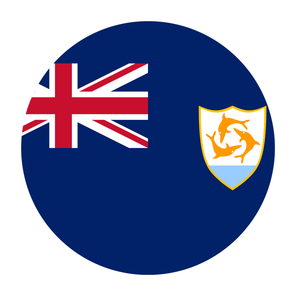 Anguilla Flat Rounded Flag with Transparent Background png