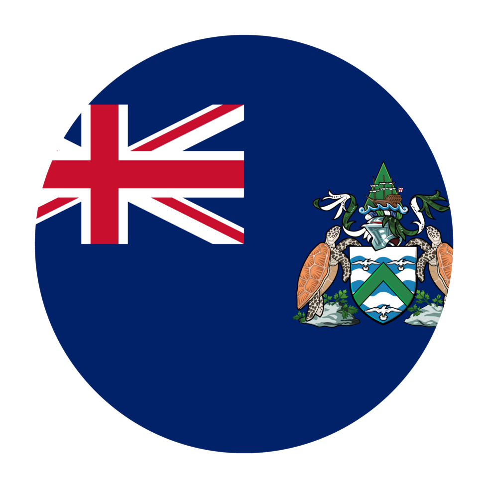 Ascension Island Flat Rounded Flag with Transparent Background png