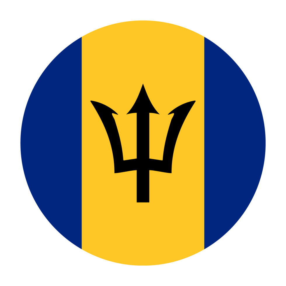 Barbados vlak afgeronde vlag met transparant achtergrond png