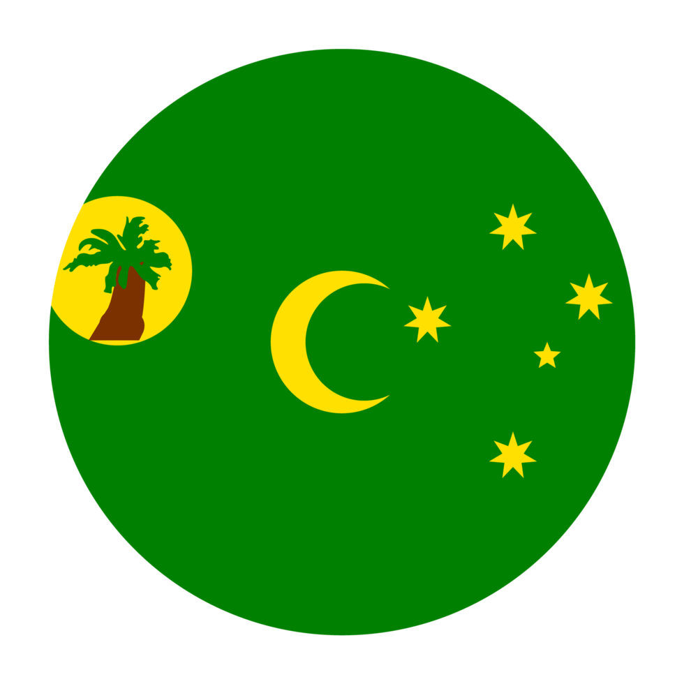 Cocos or Keeling Islands Flat Rounded Flag with Transparent Background png