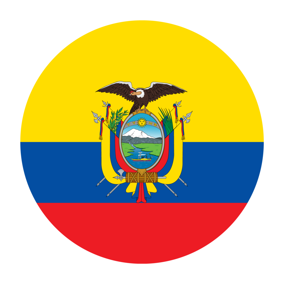 Ecuador Flat Rounded Flag with Transparent Background png