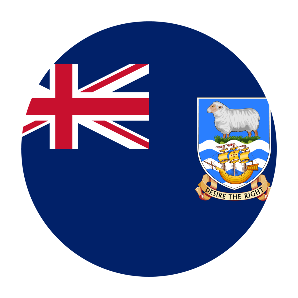Falkland Islands Flat Rounded Flag with Transparent Background png