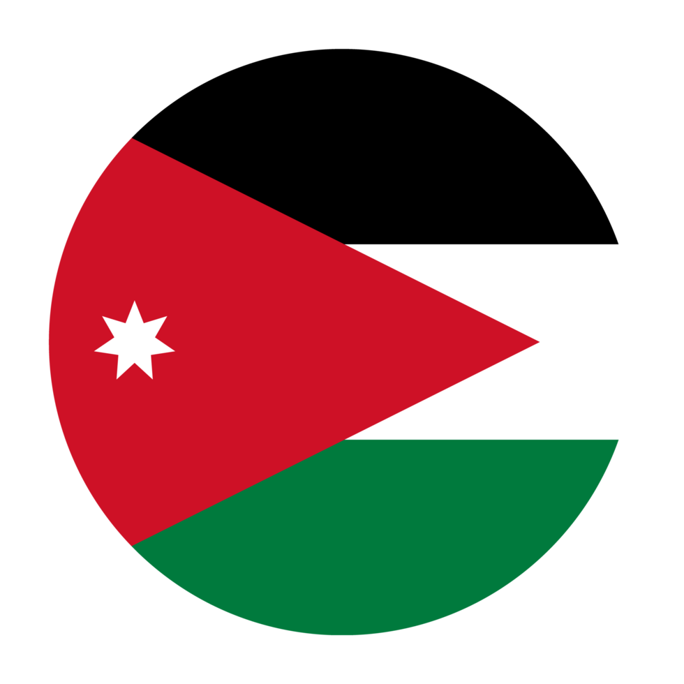 Jordan Flat Rounded Flag with Transparent Background png
