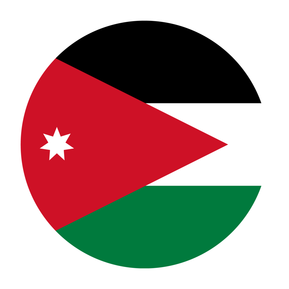 Jordan Flat Rounded Flag with Transparent Background png