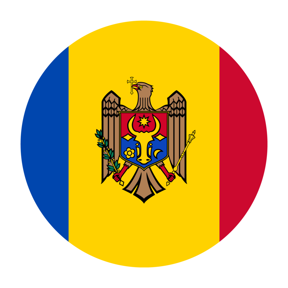Moldova Flat Rounded Flag with Transparent Background png