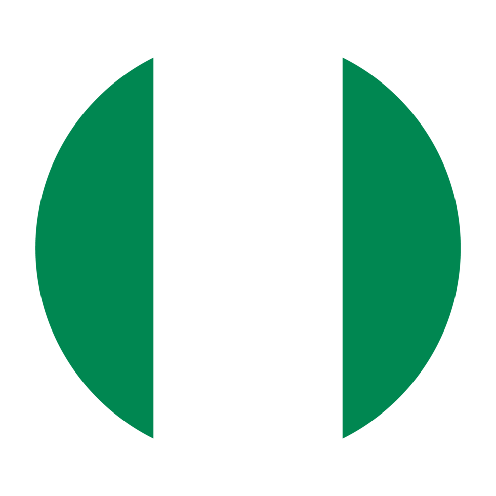 Nigeria Flat Rounded Flag Icon with Transparent Background png