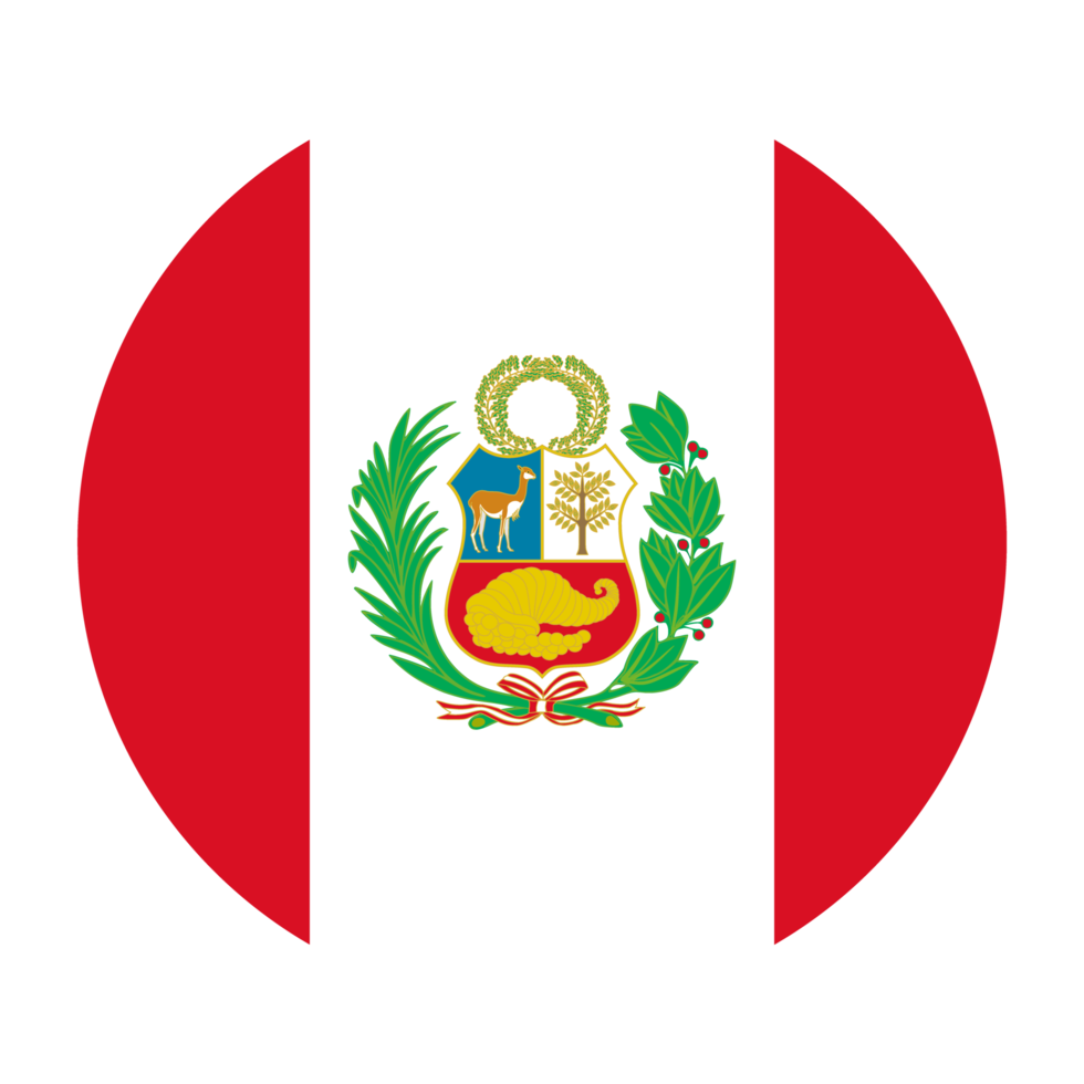 Perú icono de bandera redondeada plana con fondo transparente png