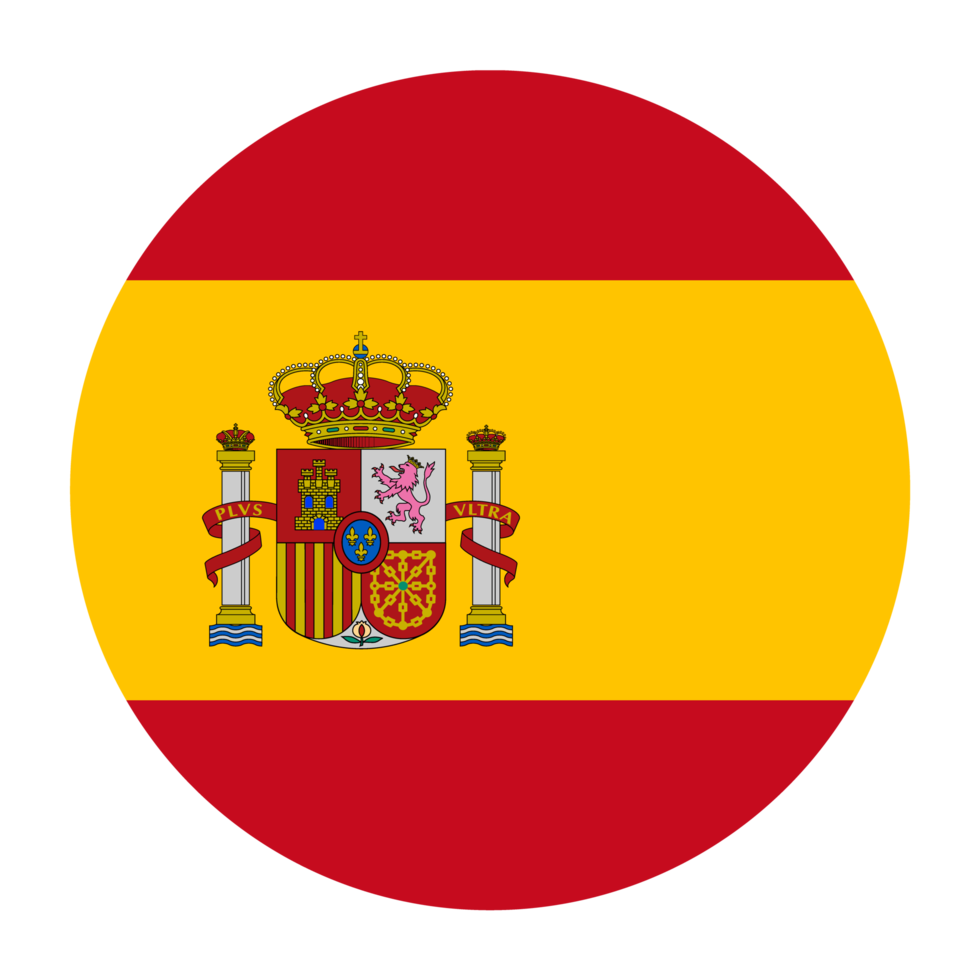 Spanien flache abgerundete Flaggensymbol mit transparentem Hintergrund png