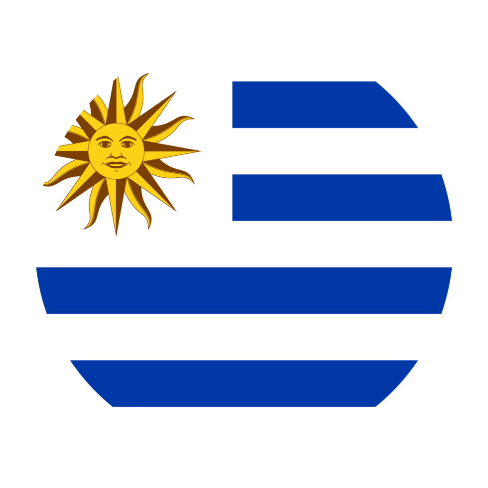 Uruguay Flat Rounded Flag Icon with Transparent Background png