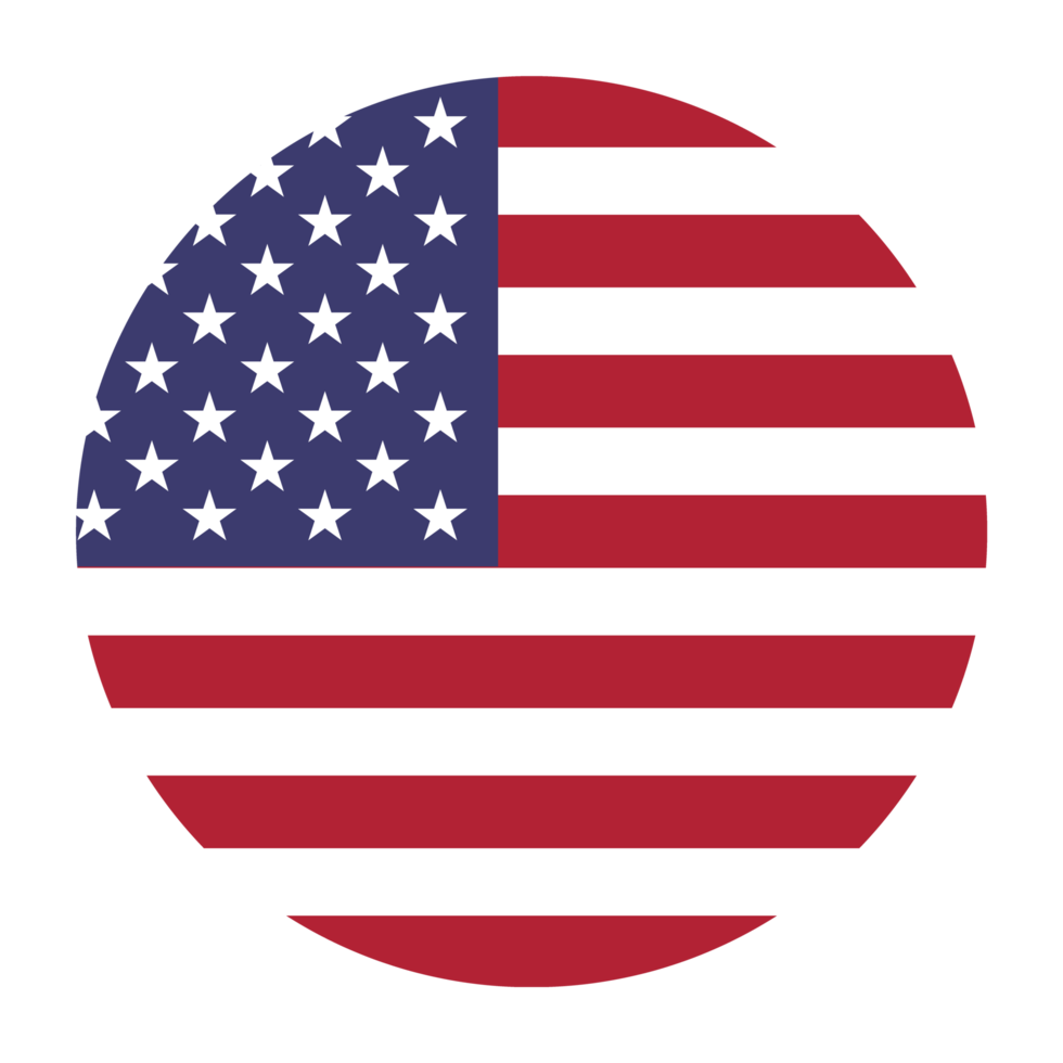 flaches abgerundetes Flaggensymbol der Vereinigten Staaten mit transparentem Hintergrund png