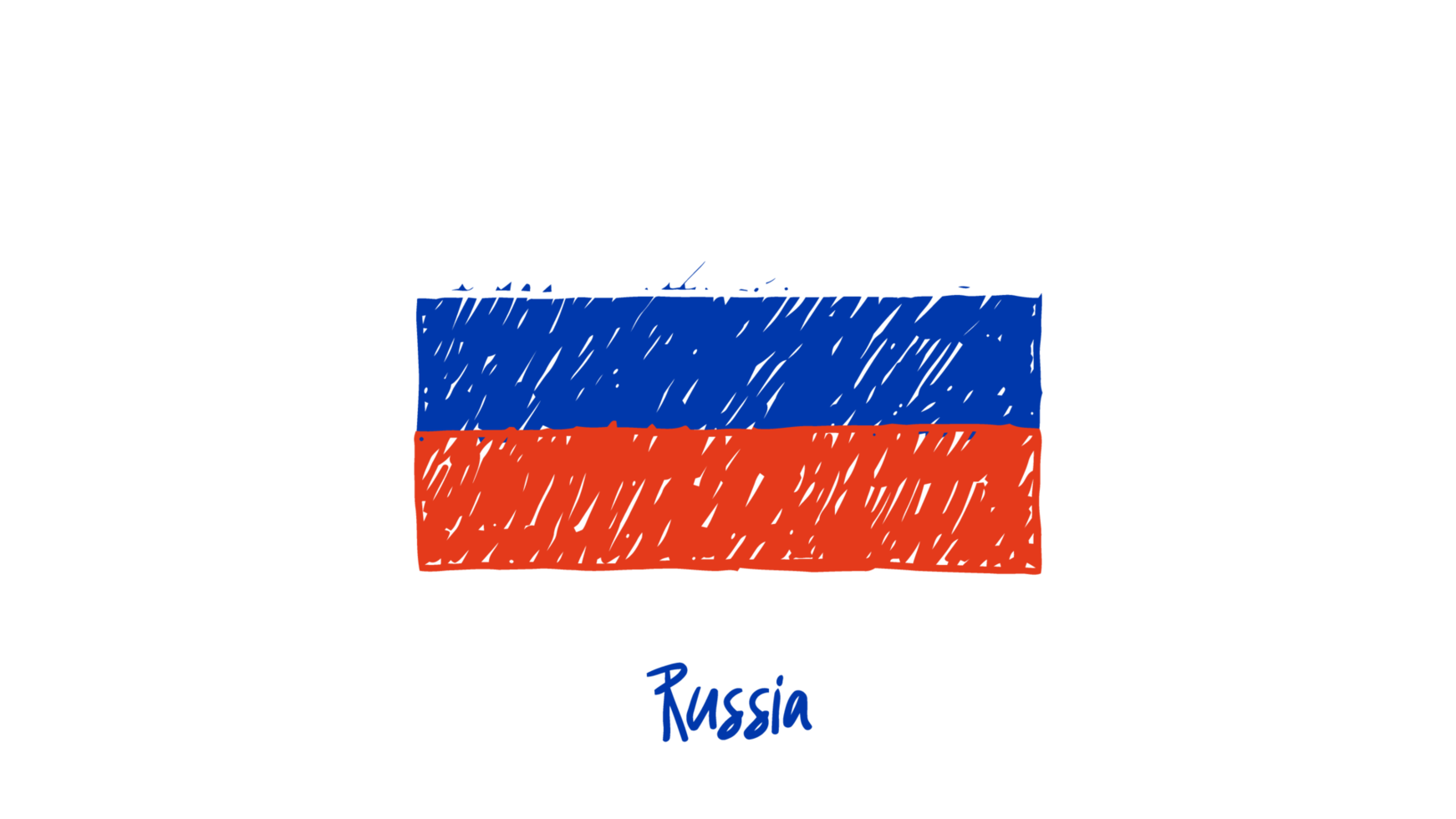 ilustración de boceto de color de lápiz de bandera de país nacional de rusia con fondo transparente png