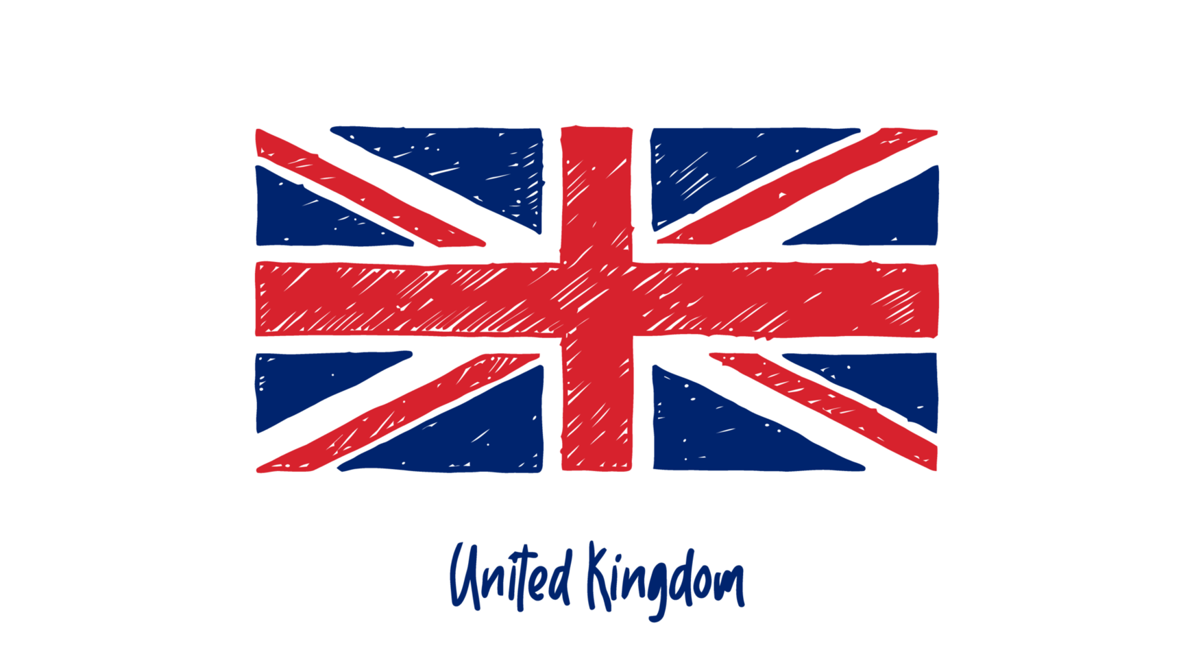 United Kingdom National Country Flag Pencil Color Sketch Illustration png