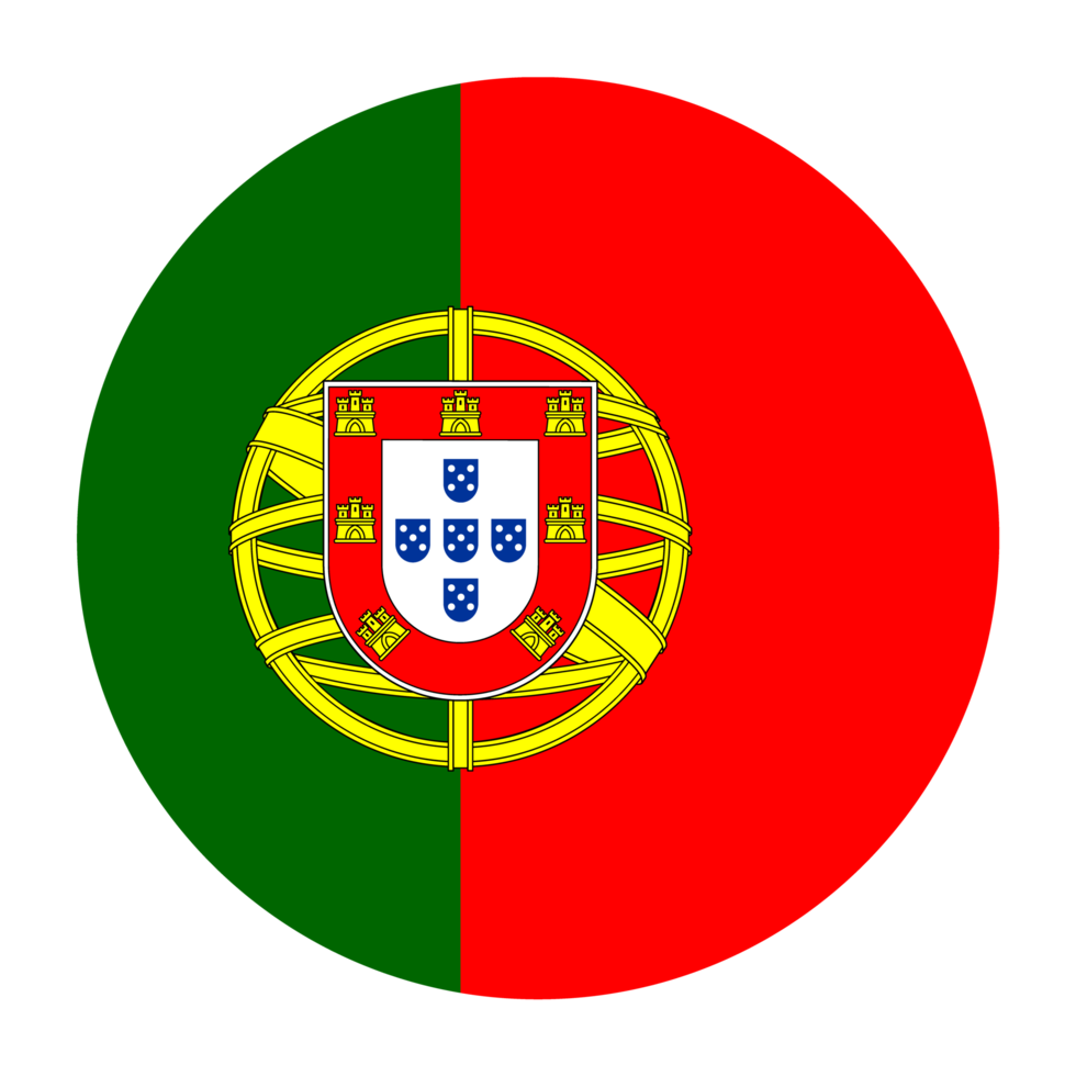 Portugal Flat Rounded Flag Icon with Transparent Background png