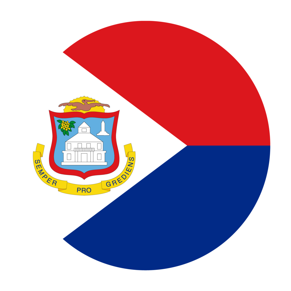 Sint Maarten flaches abgerundetes Flaggensymbol mit transparentem Hintergrund png