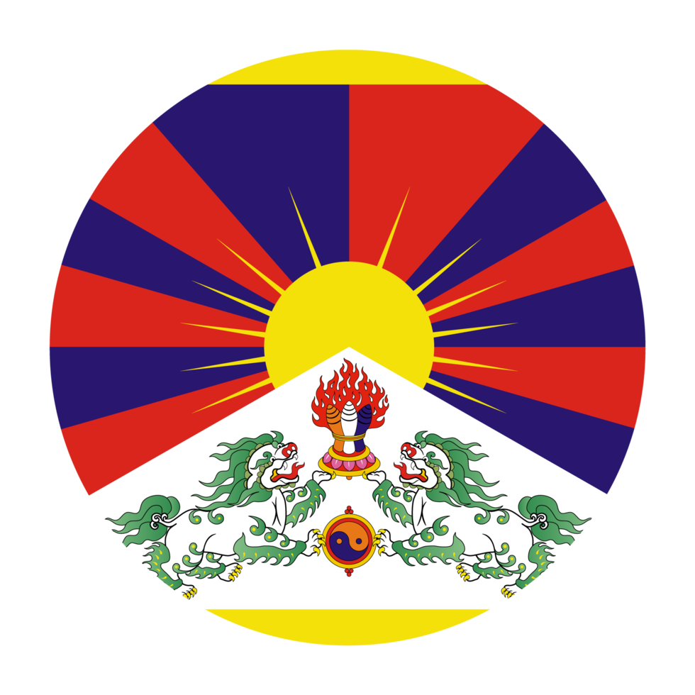 Tibet Flat Rounded Flag Icon with Transparent Background png