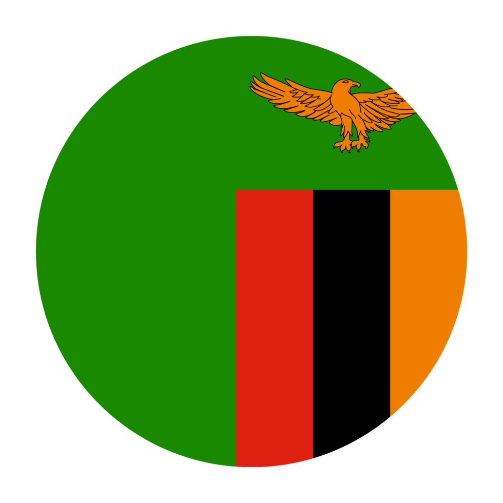 Zambia Flat Rounded Flag Icon with Transparent Background png