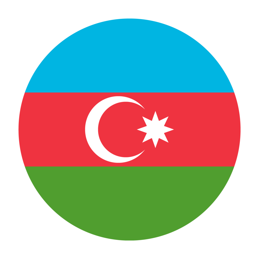 Azerbaijan Flat Rounded Flag with Transparent Background png