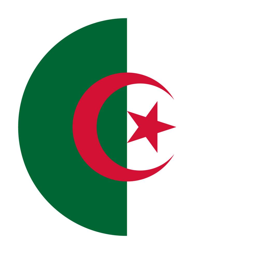 Algeria Flat Rounded Flag with Transparent Background png