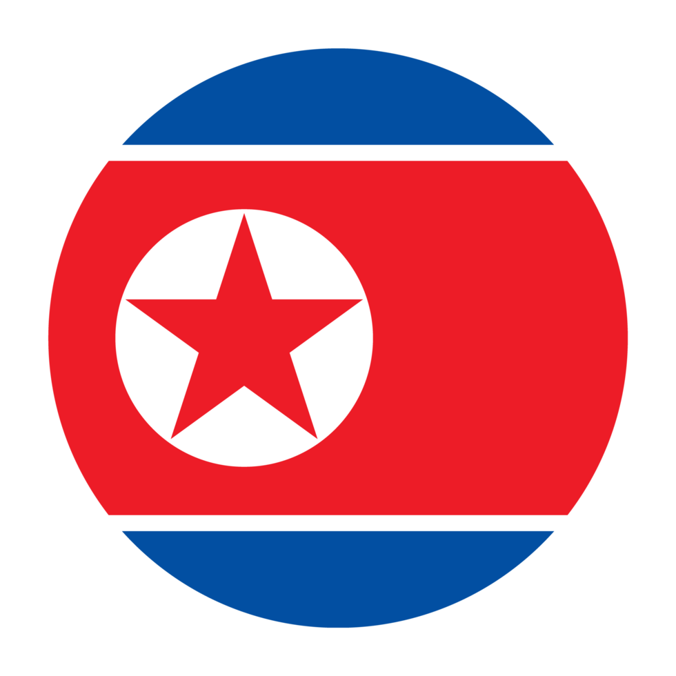 North Korea Flat Rounded Flag Icon with Transparent Background png