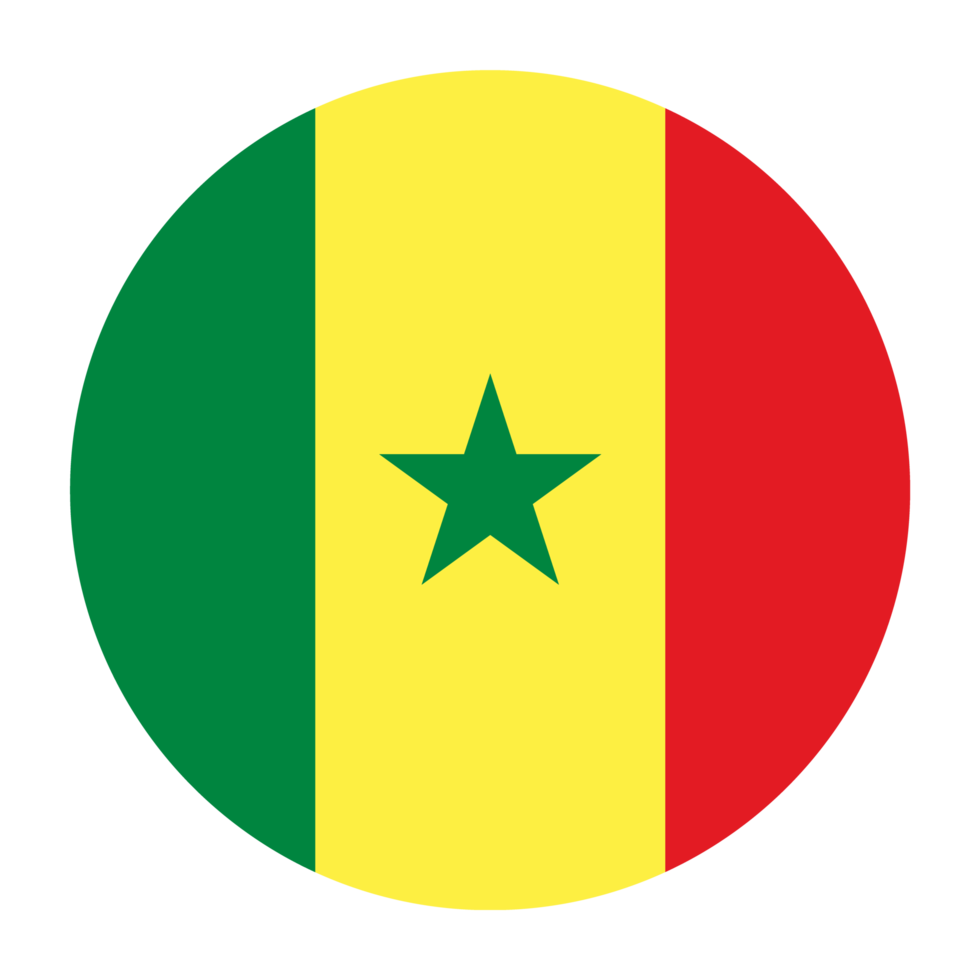 Senegal Flat Rounded Flag Icon with Transparent Background png