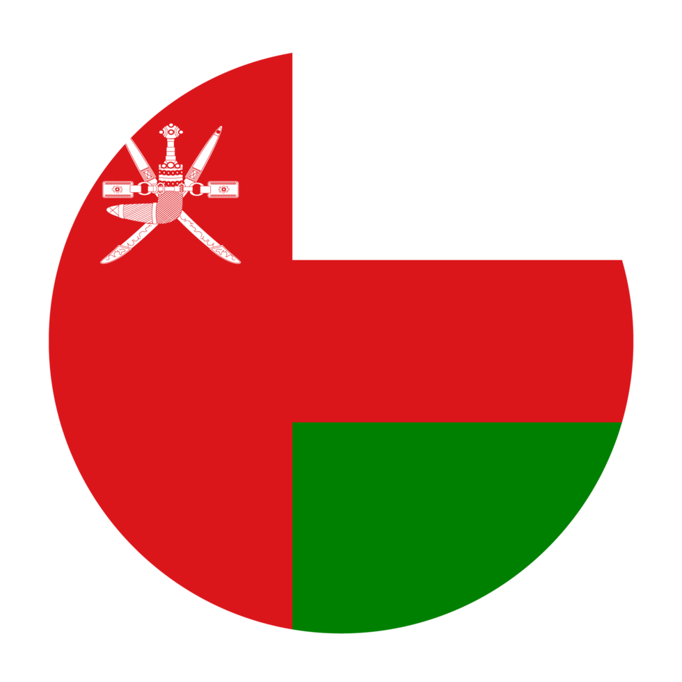 Oman flache abgerundete Flaggensymbol mit transparentem Hintergrund png