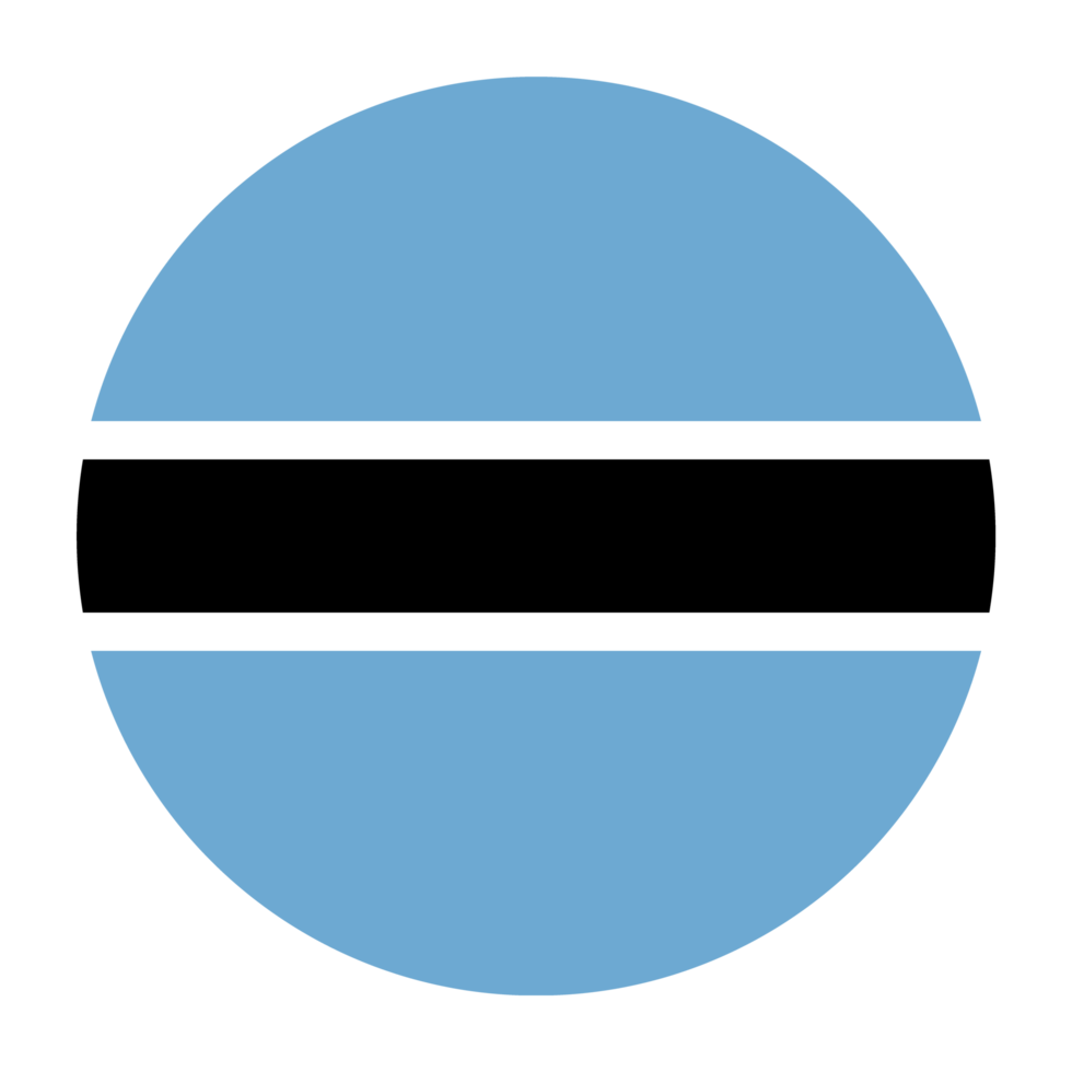 Botswana Flat Rounded Flag with Transparent Background png