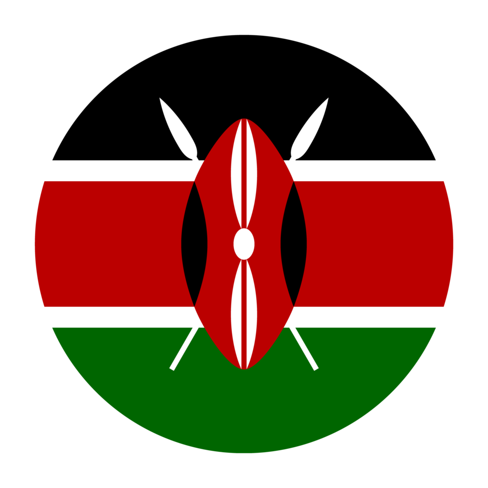 Kenya Flat Rounded Flag with Transparent Background png