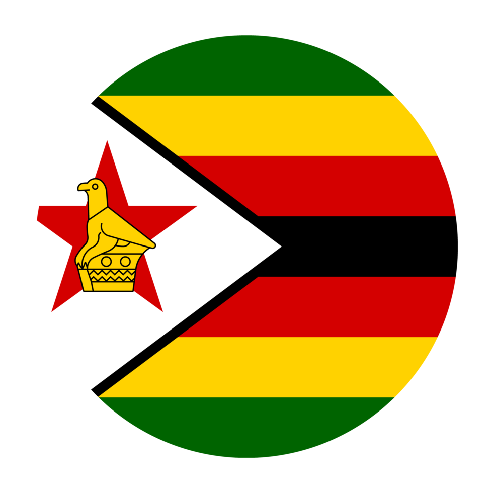 Zimbabwe Flat Rounded Flag Icon with Transparent Background png