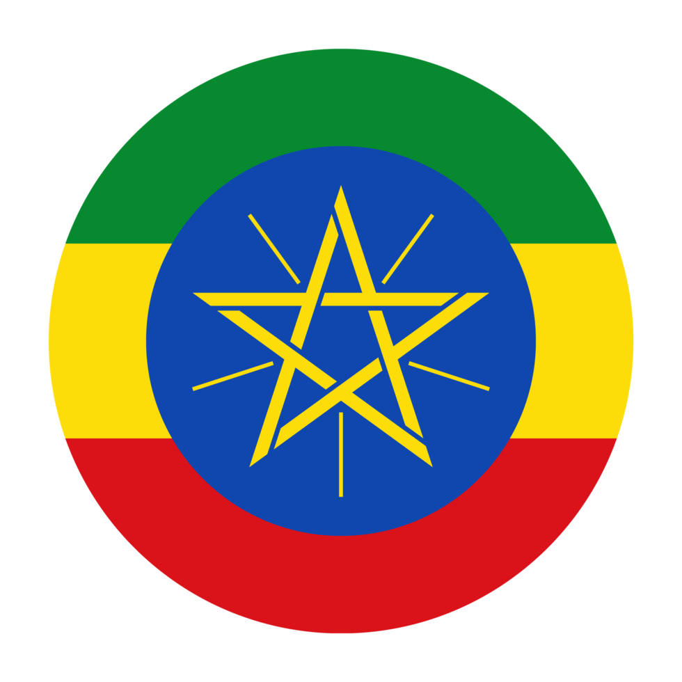 Ethiopia Flat Rounded Flag with Transparent Background png