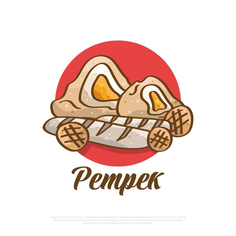 ilustración pempek, comida tradicional indonesia. cocina tradicional de palembang llamada empek-empek vector