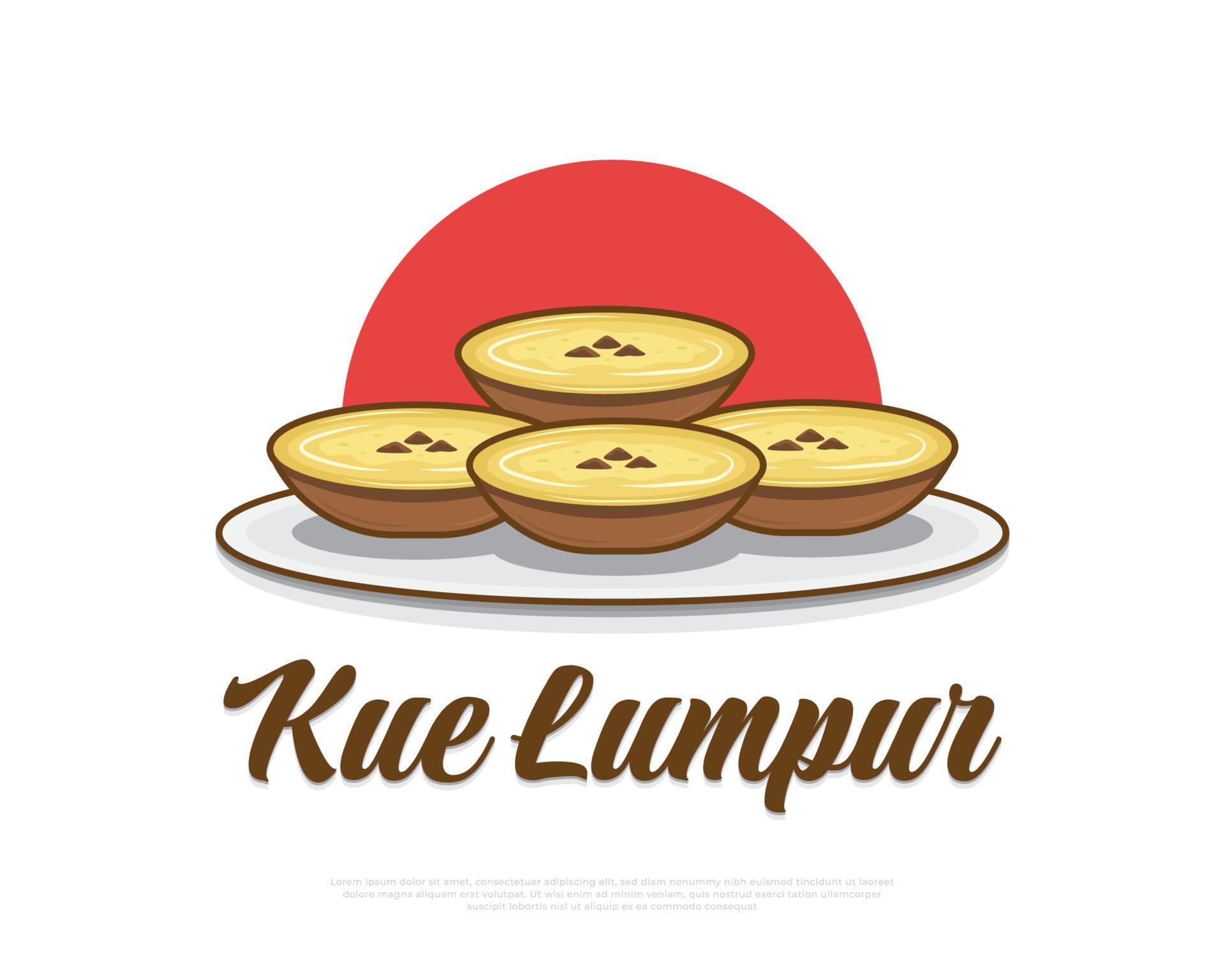 Illustration of Indonesian Traditional Food Named Kue Lumpur. Hand