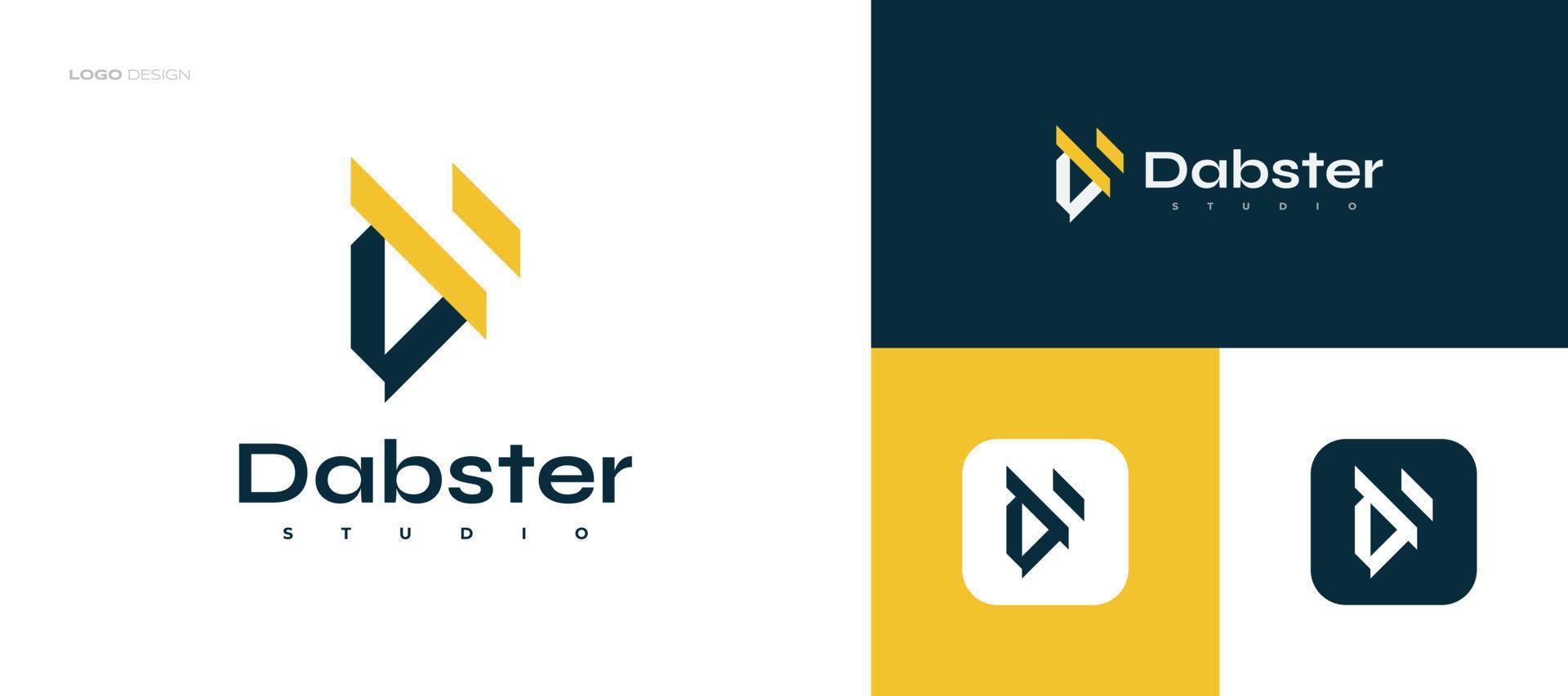 Modern and Unique Letter D Logo Design in Blue and Yellow for Business and Brand vector