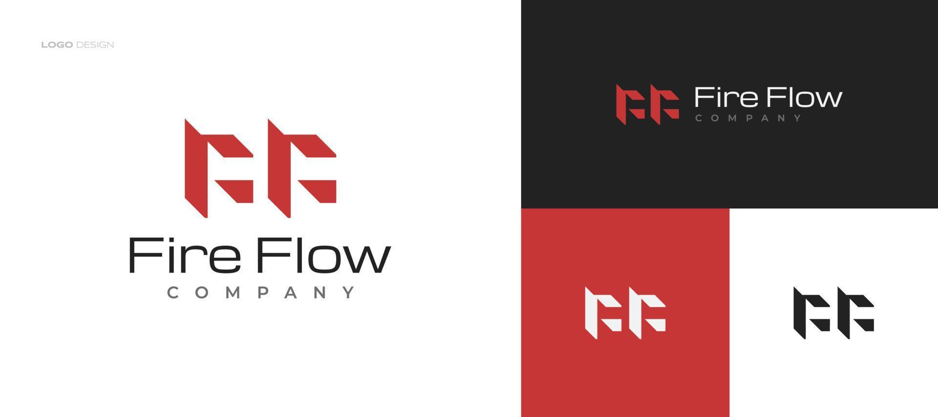 logotipo inicial de ff en concepto abstracto rojo para identidad comercial y de marca vector