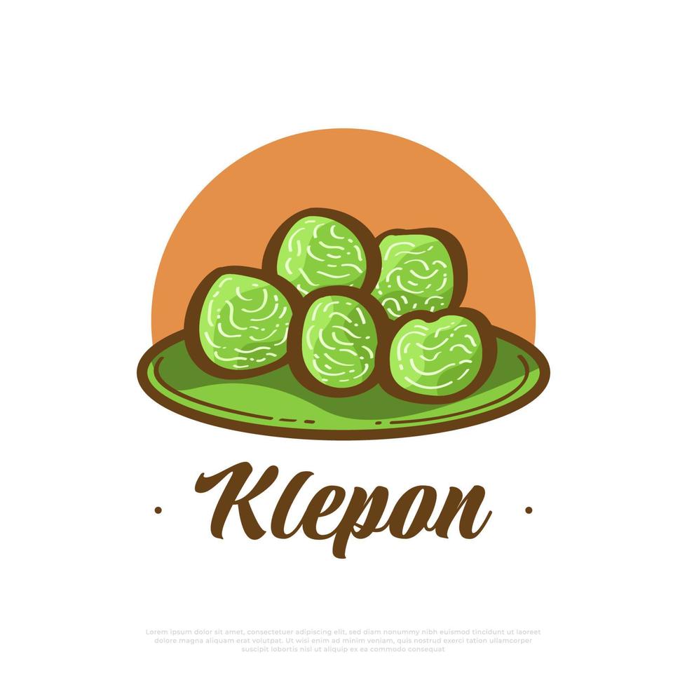 Vector Illustration of Klepon, Indonesian Traditional Food or Snacks