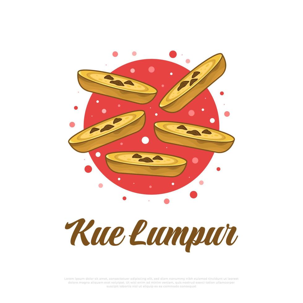 ilustración de comida tradicional indonesia llamada kue lumpur. bocadillos indonesios dibujados a mano vector