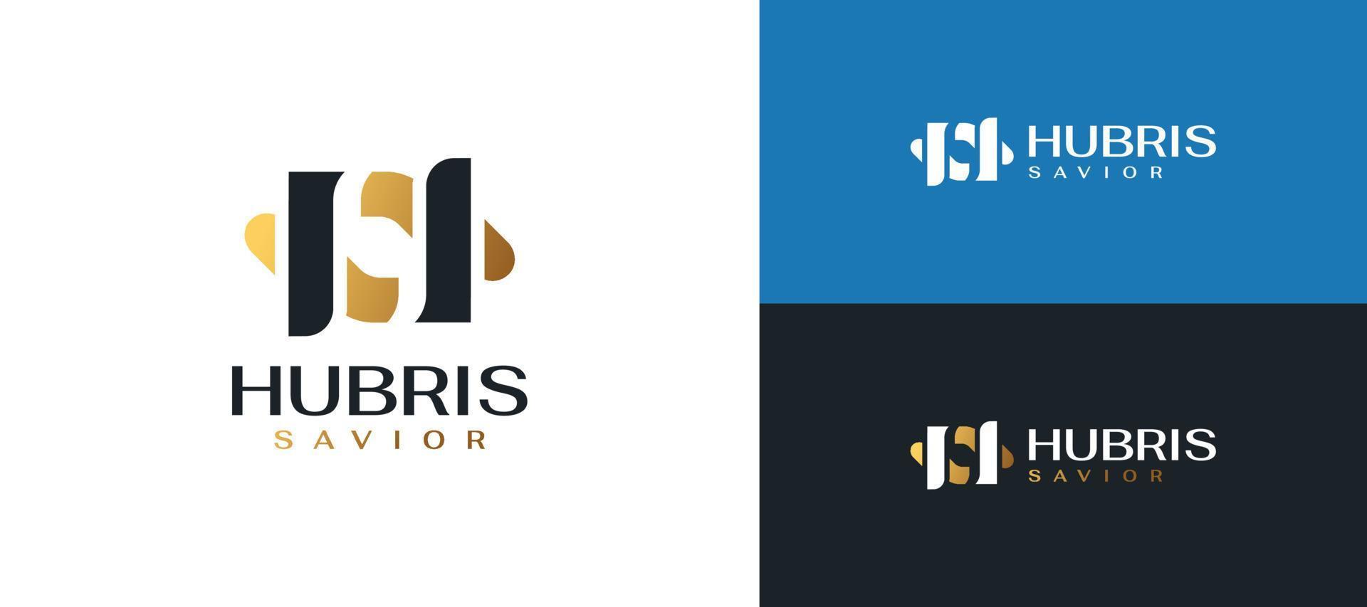SH or HS Initial Logo with Abstract and Minimal Concept. S and H Monogram Logo in Black and Gold Style vector