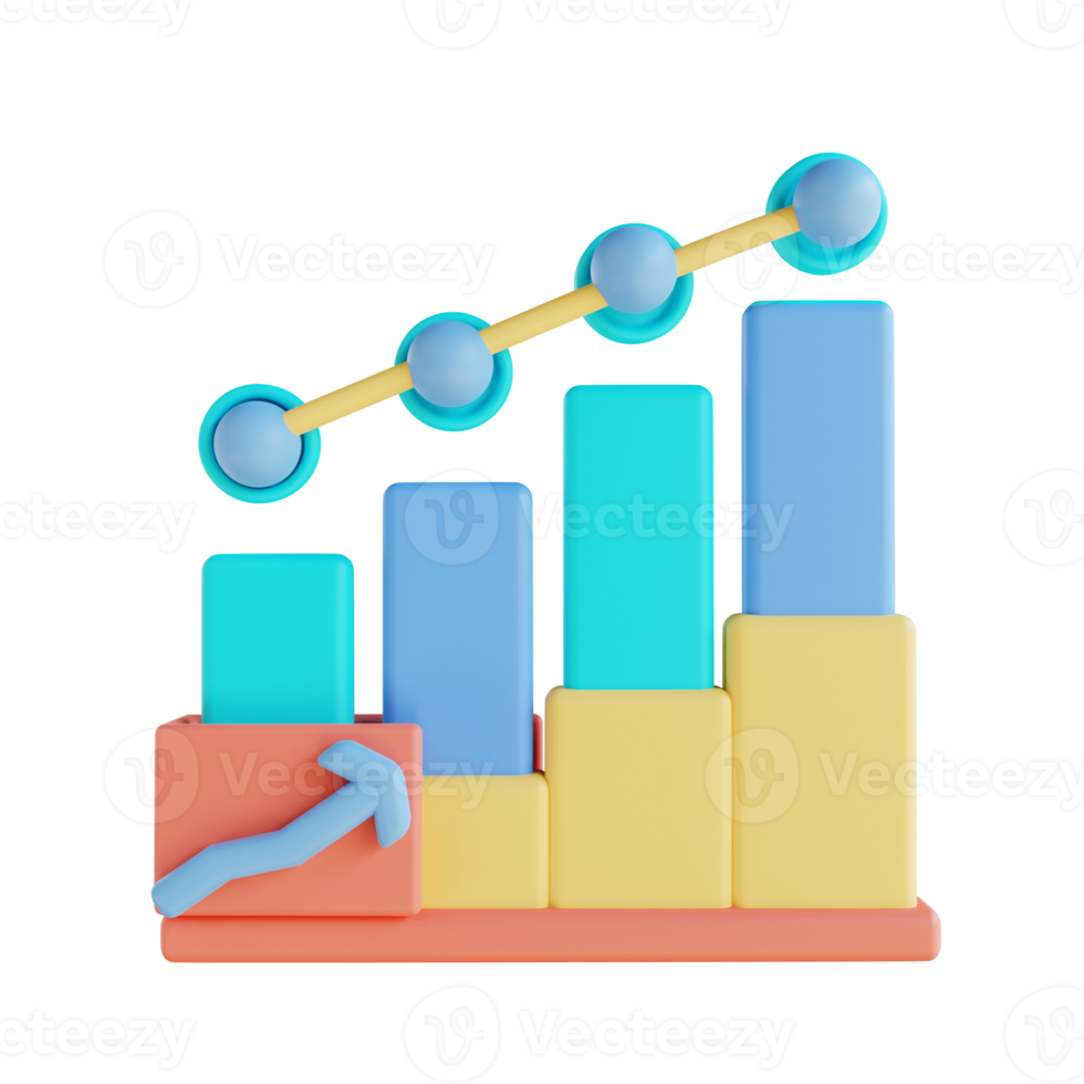 Graphique d'affaires illustration 3d vers le haut png