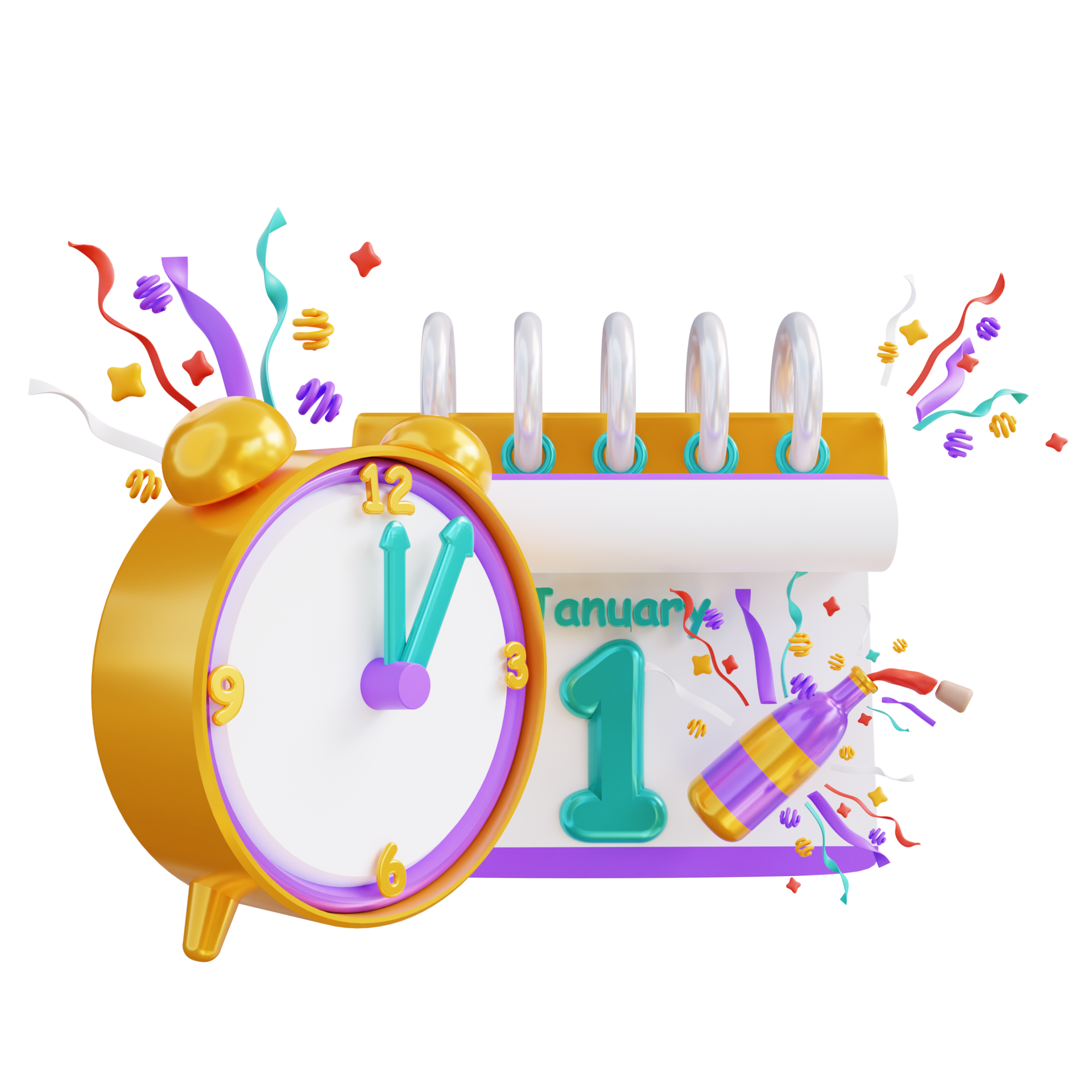 3d Illustration New Year Clock And Calendar 16329324 PNG 3d-illustration-new-year-clock-and-calendar-16329324-png