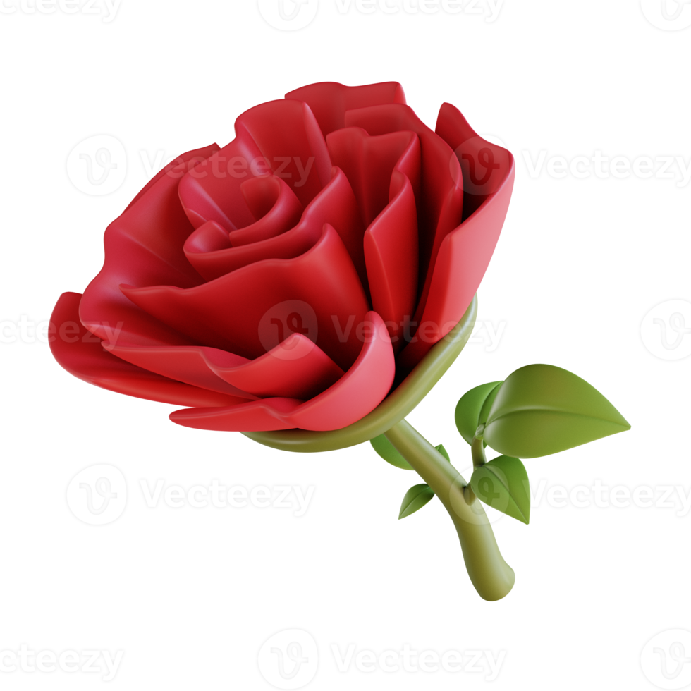 3D illustration a single rose png