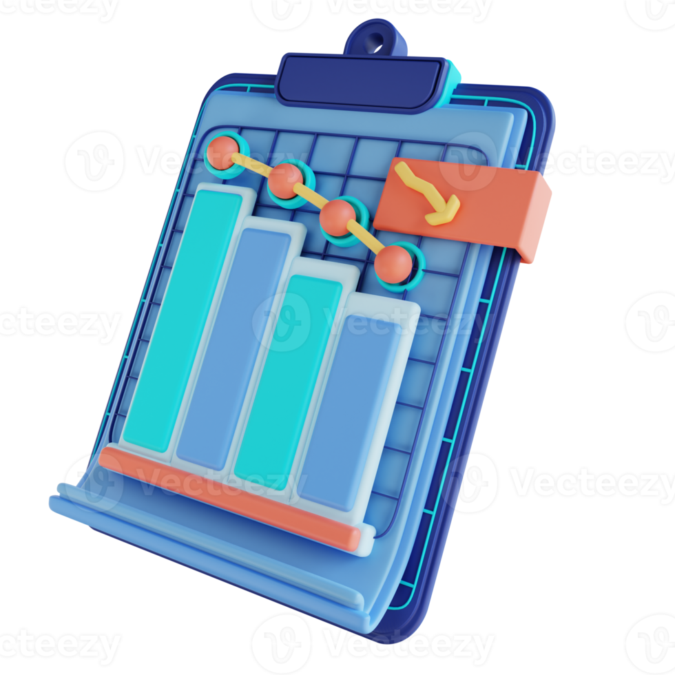 3D illustration analysis data report down png