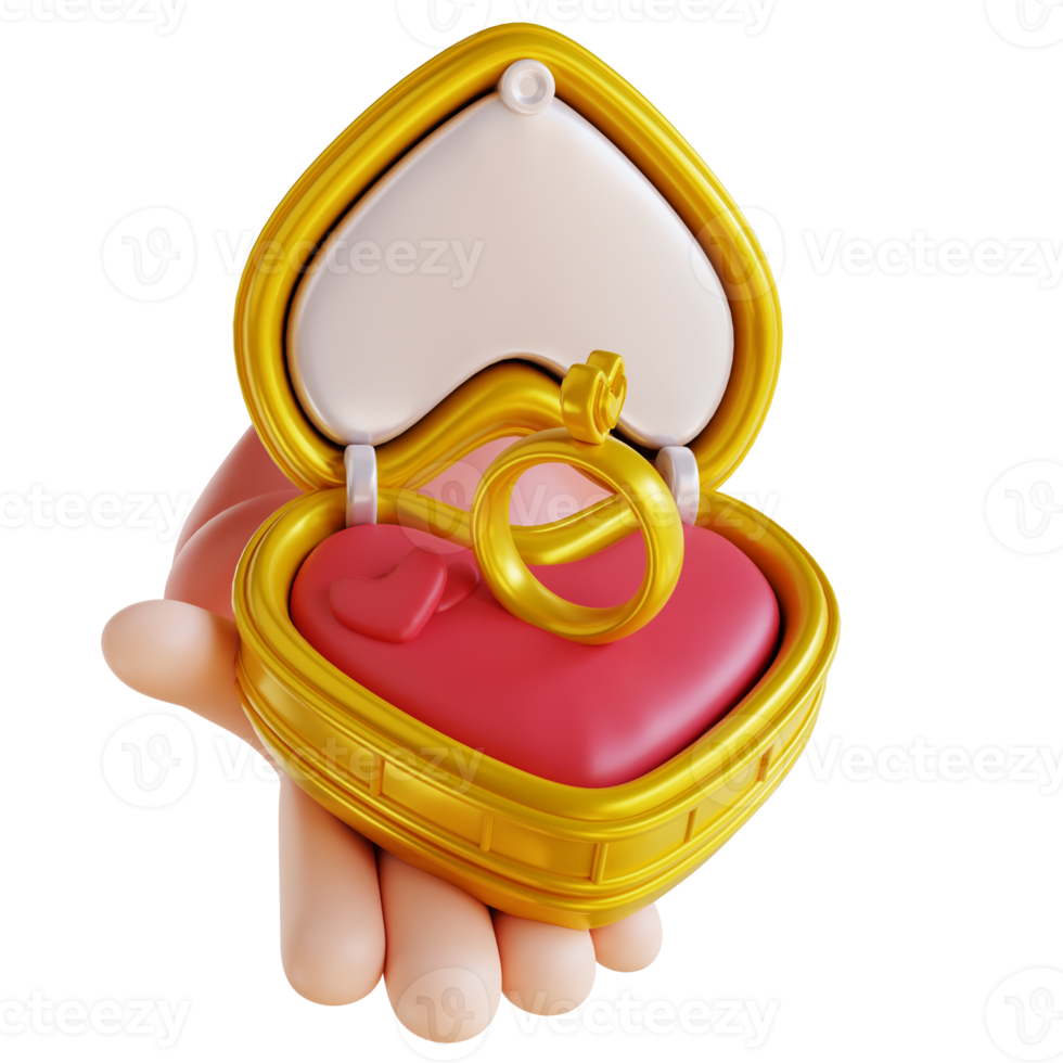 3d illustratie gouden ring en liefde png