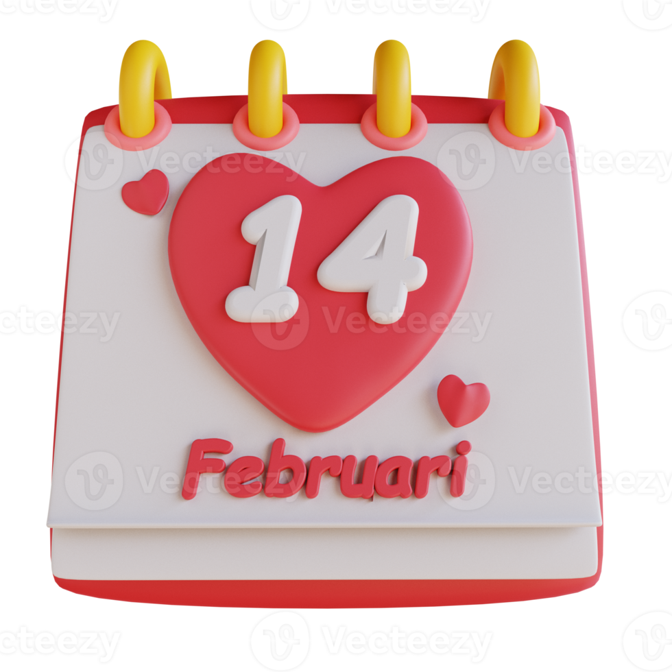 3D illustration valentine calendar png