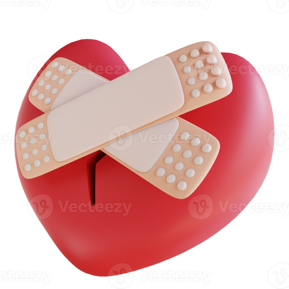 3D illustration broken hearted png